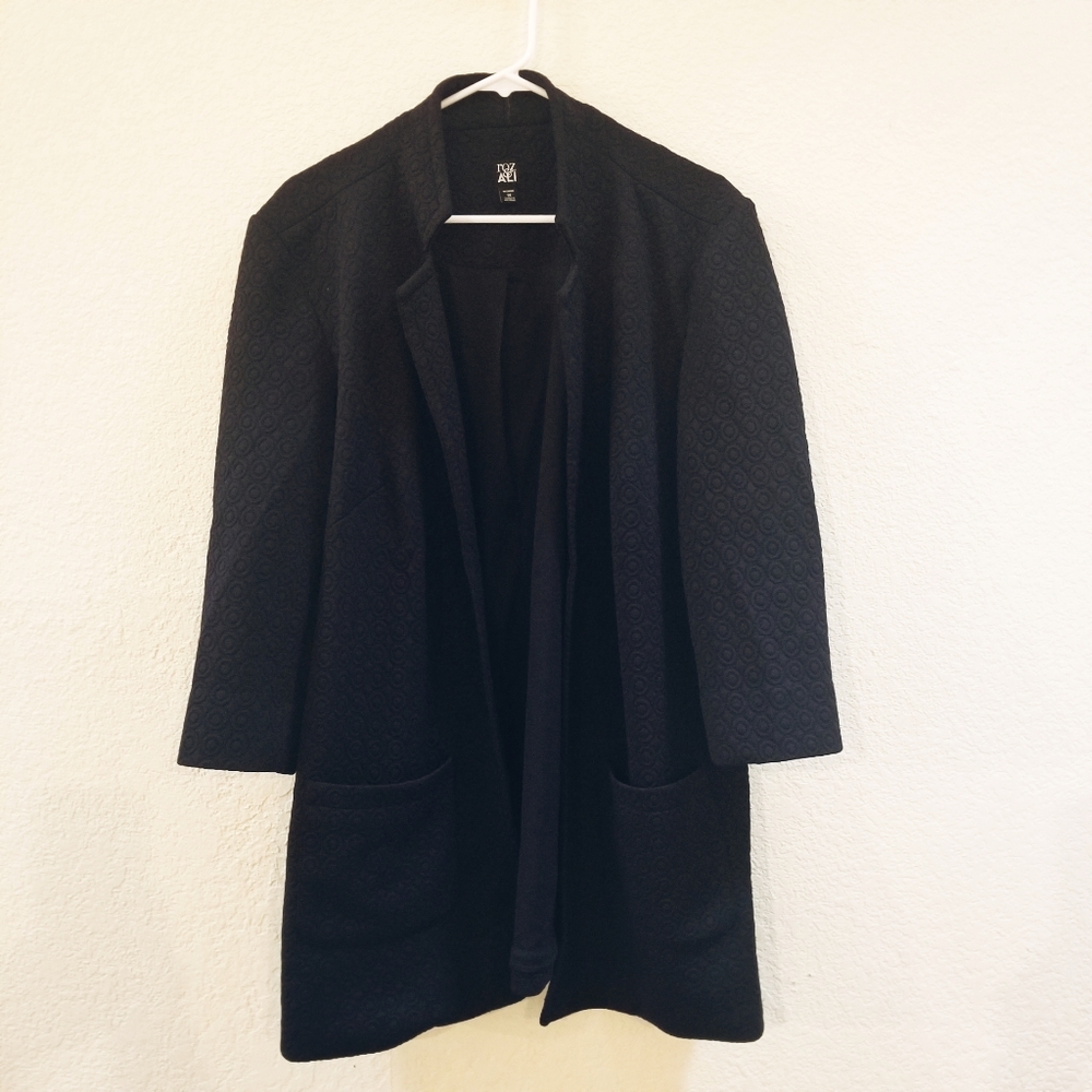 Roz & Ali Black Open Front Blazer Jacket